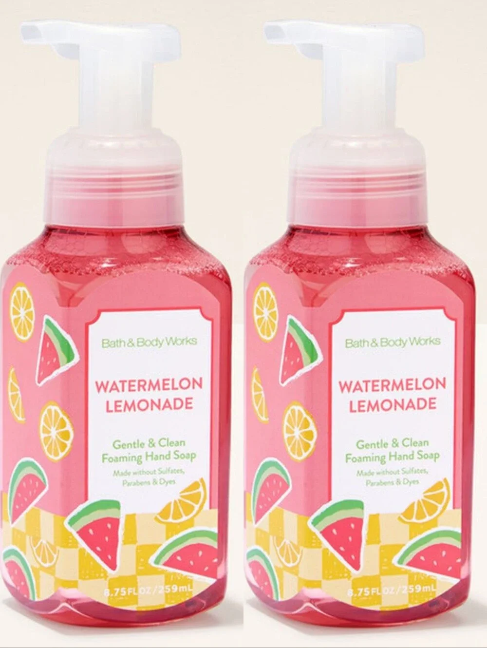 Bath & Body Works Watermelon Lemonade Gentle Foaming Hand Soap Set of 2 NEW RARE